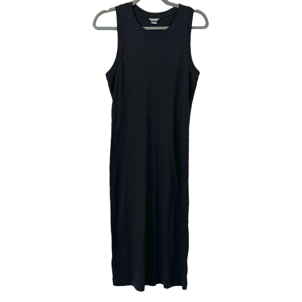 Eddie Bauer Women’s Minimalist Casual Ribbed Black Racerback Mini Dress Size M